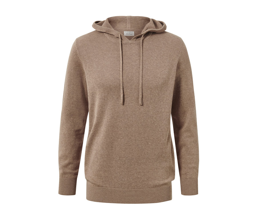 Ein brauner Strick-Hoodie.