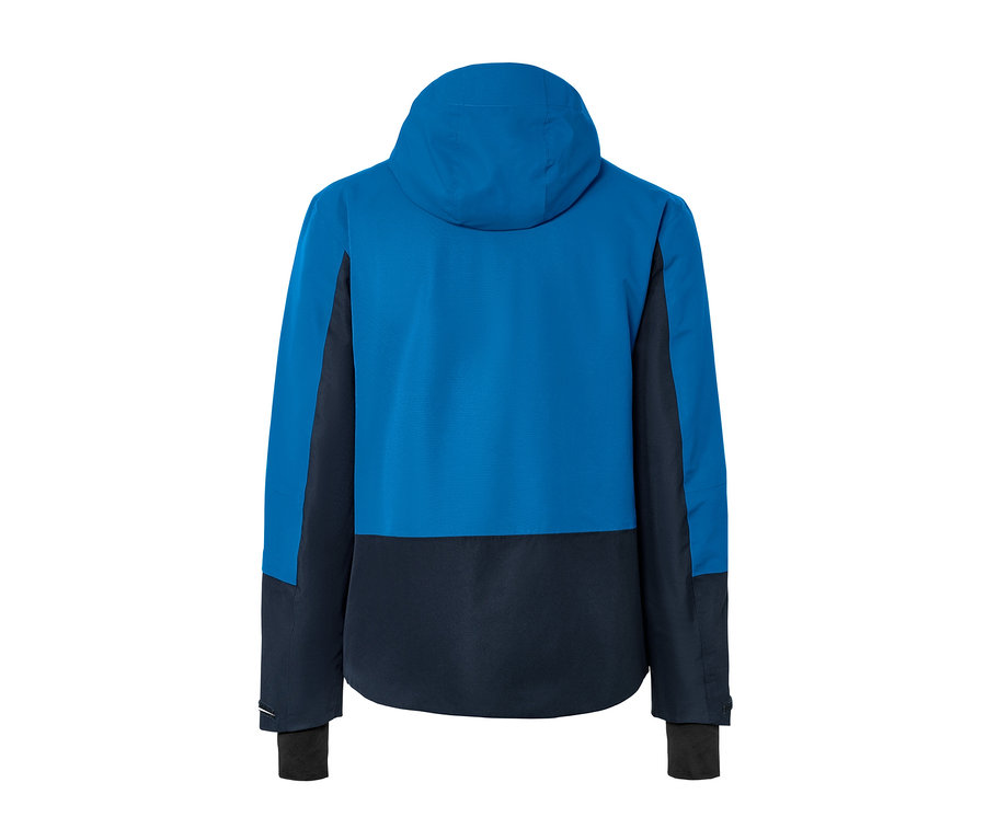 Blaue Skijacke.