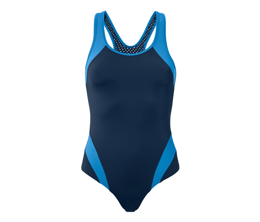 Marineblauer Sport-Badeanzug mit blauen Details.