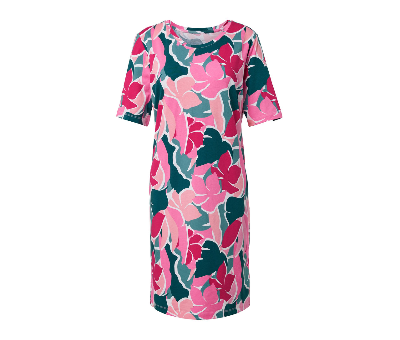 Nachthemd mit Blumenmuster in Rosa und Grün.