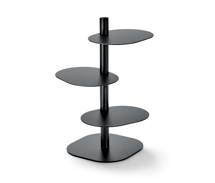 Schwarze Etagere mit drei Ebenen.