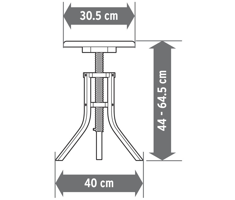 Abbildung eines Spindelhockers mit Massangaben.
