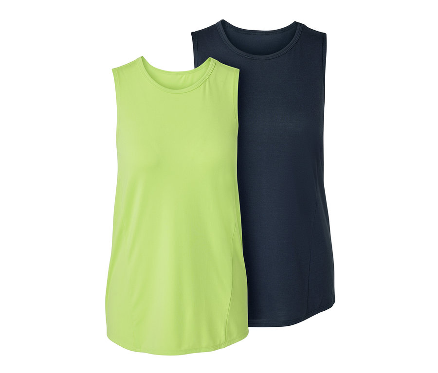 Zwei Sport-Tops, eines dunkelblau und eines lime.