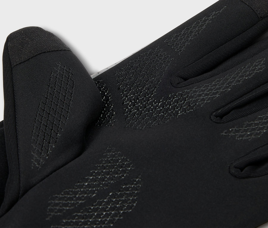Detailansicht der schwarzen Windprotection-Handschuhe.