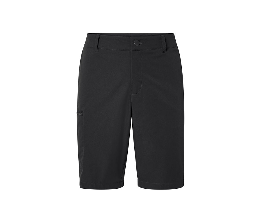 Schwarze Softshell-Funktionsshorts.