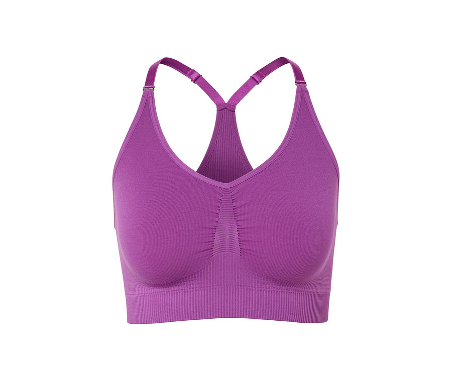 Ein lila Seamless-Sport-Bustier.