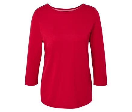 Rotes Funktionsshirt mit 3/4-Ärmeln.