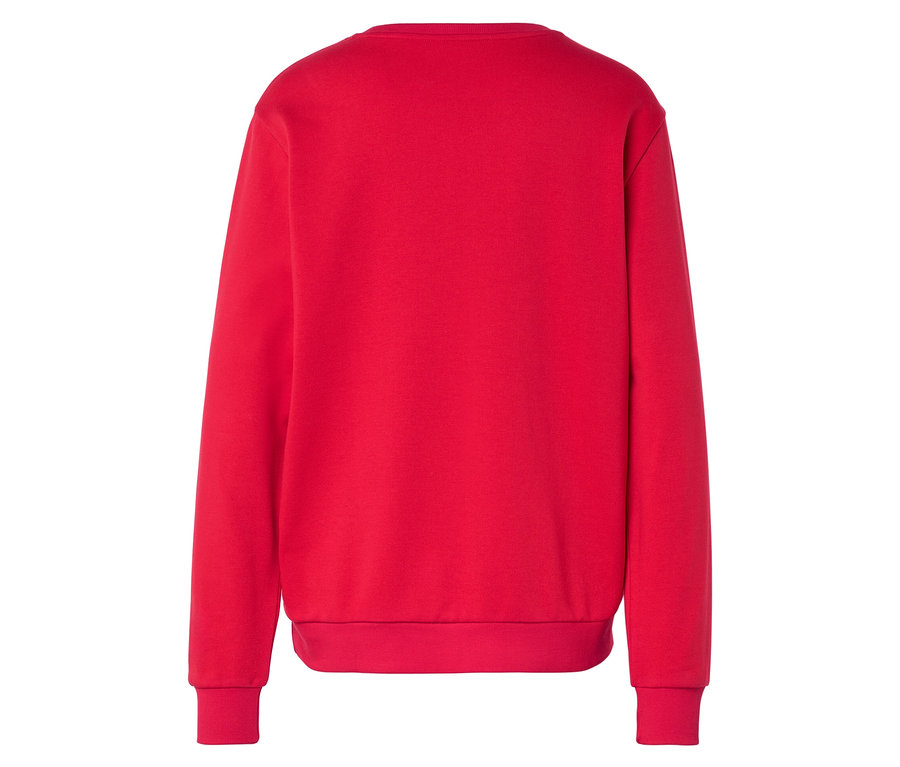 Rückansicht eines roten Baumwollpullovers.