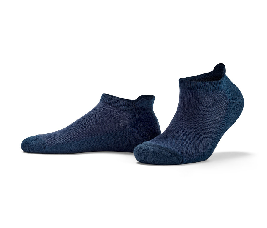 Zwei Paar Unisex Funktions-Sneakersocken auf weissem Hintergrund.