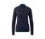 Blau-roter Feinstrickpullover mit Zopfmuster.
