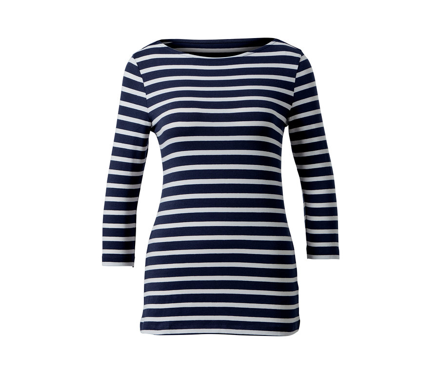 Gestreiftes Shirt mit 3/4-Arm, navy gestreift.