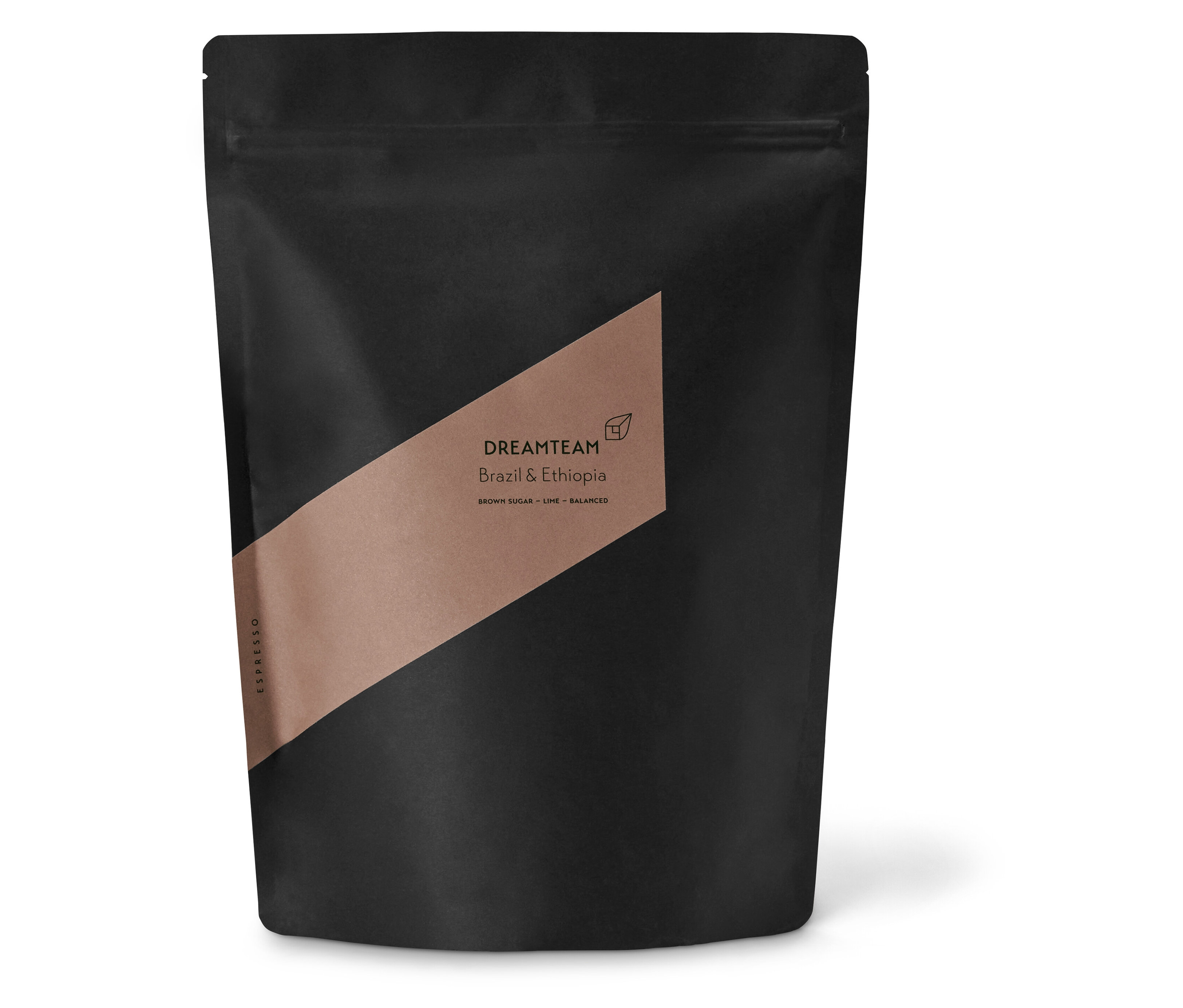 Schwarze Packung Kaffeekirsche - Dreamteam Espresso - 1 kg Ganze Bohne.