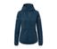 Blaue Windprotection-Laufjacke mit Reißverschluss und Kapuze.
