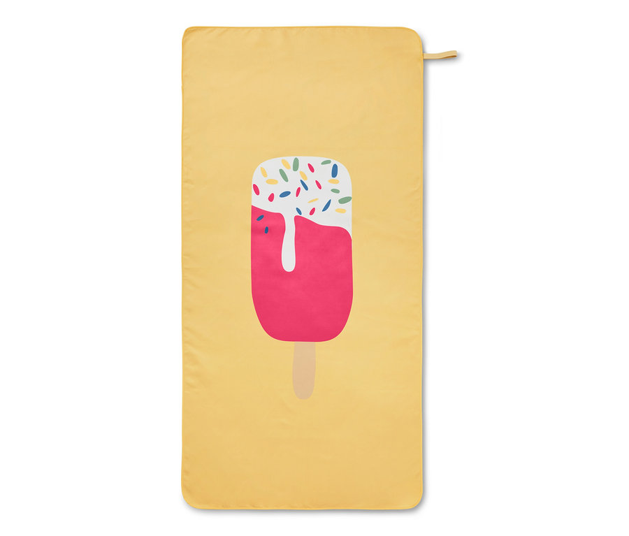 Gelbes Kinder-Microfaserhandtuch mit Eis.