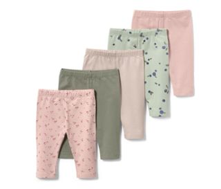 1x altrosa mit Alloverprint, 1x khaki, 1x altrosa, 1x beige, 1x mint mit Blaubeer-Alloverprin