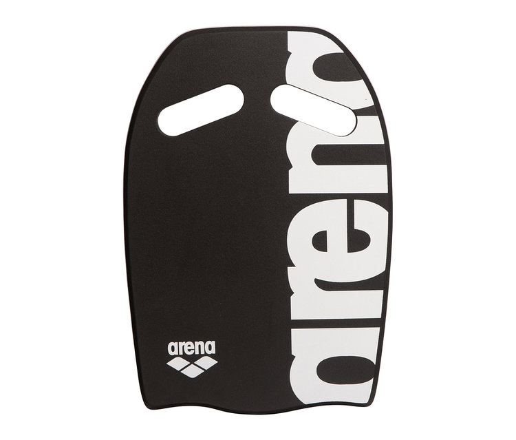Schwarzes arena Schwimmbrett Kickboard mit weißem Logo und Schriftzug.