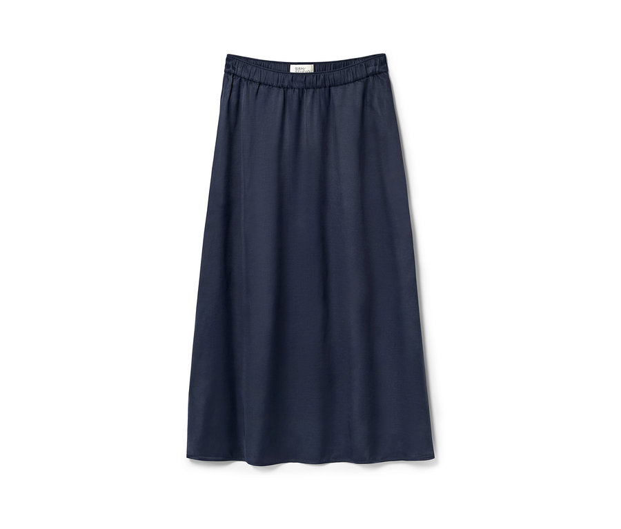 Navy NAH/STUDIO Satin-Rock aus Viskose.