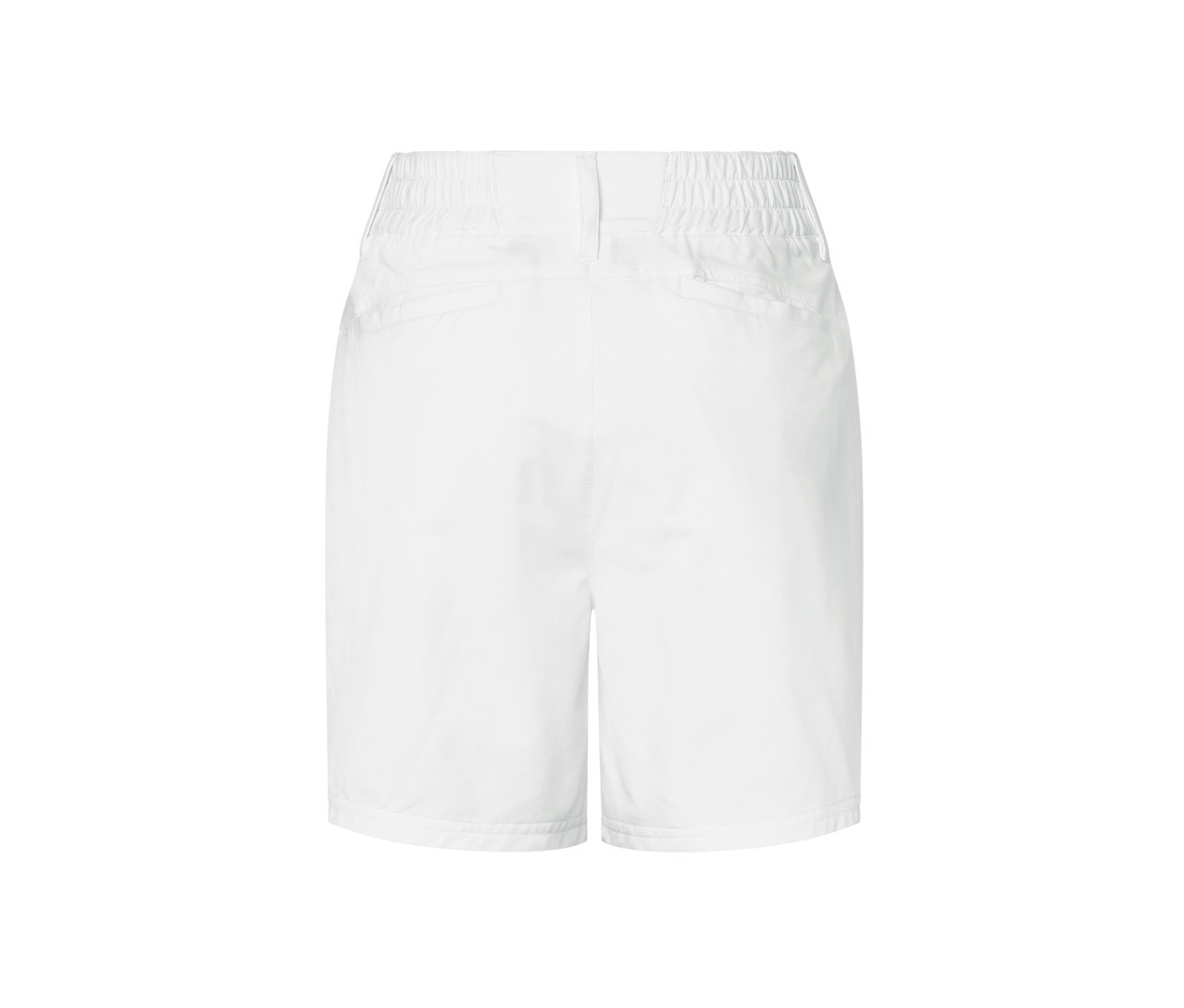Rückansicht der weißen Softshell-Funktionsshorts.
