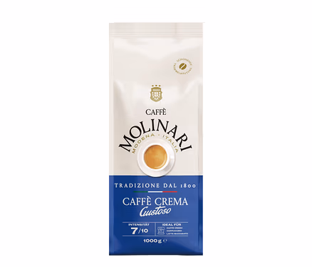Eine Packung Caffè Molinari Caffè Crema Gustoso - 1 kg Ganze Bohne.