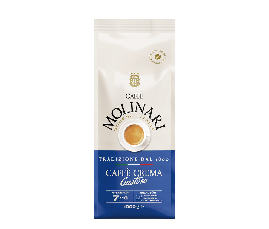 Eine Packung Caffè Molinari Caffè Crema Gustoso - 1 kg Ganze Bohne.