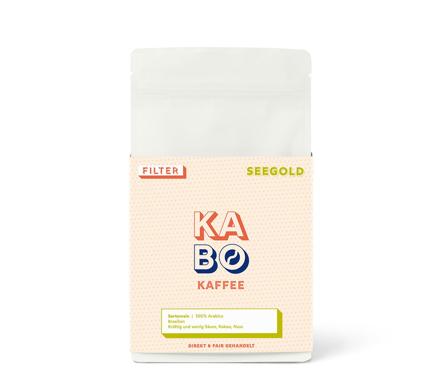 Packung KABO - Seegold Filterkaffee - 250 g Ganze Bohne.
