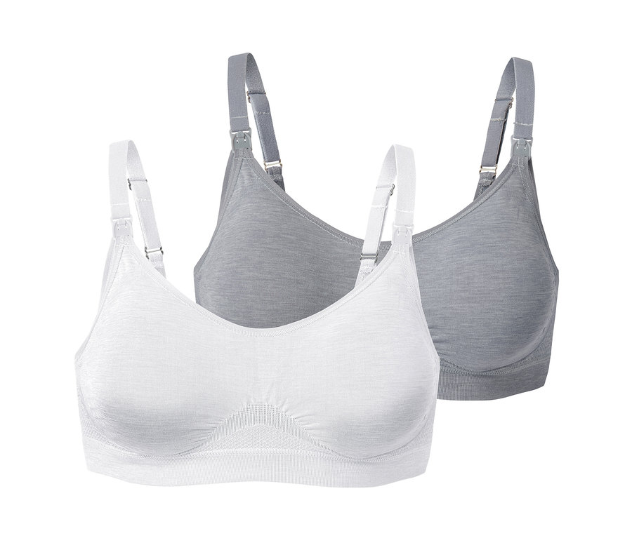 Zwei Seamless-Still-BHs, einer weiß und einer grau, mit weißen Trägern.