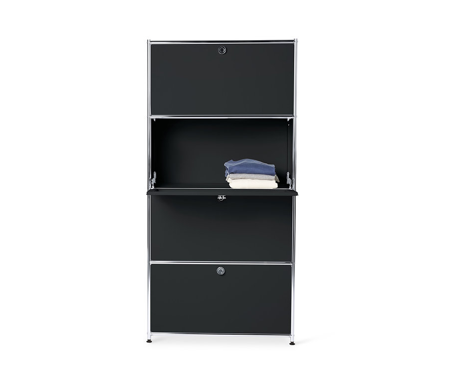 Schwarzes Highboard Metall »CN3« mit 4 Klappenfächern.