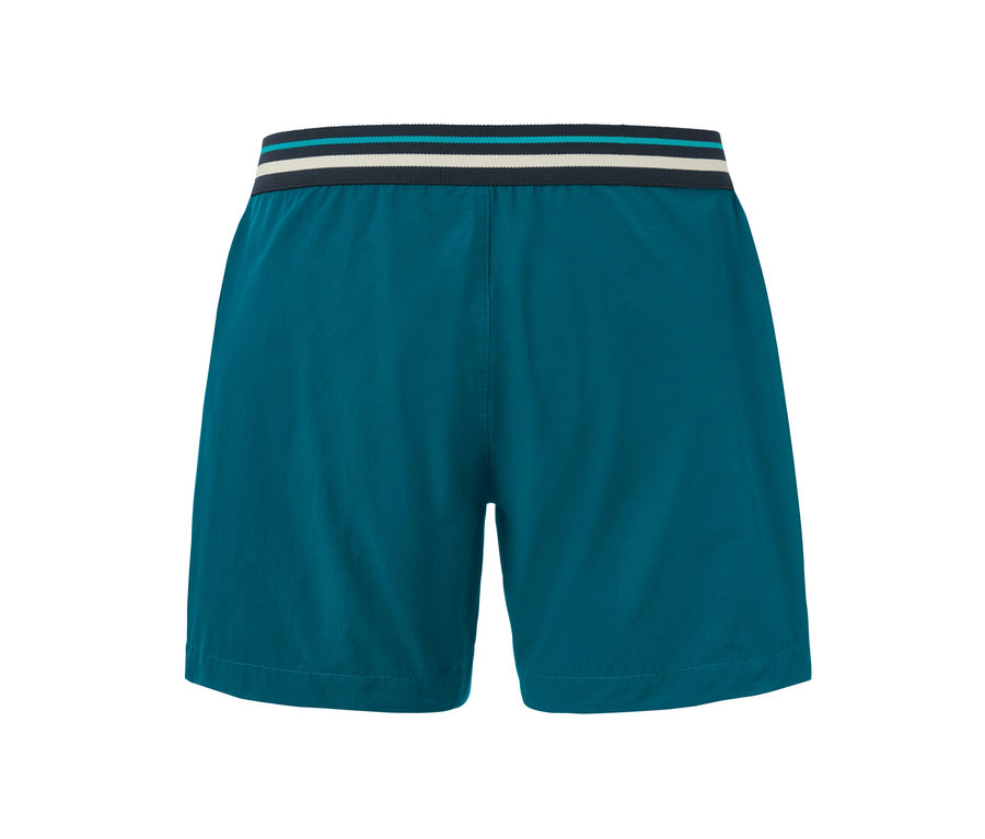 Petrolfarbene Badeshorts.