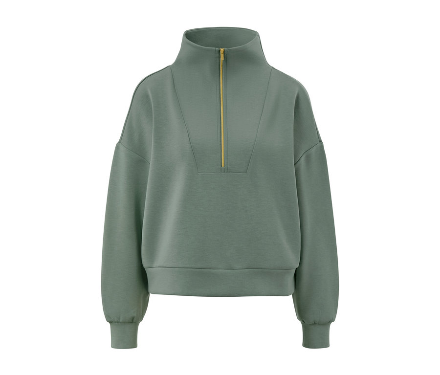 Ein grüner Premium-Troyer mit kurzem Reißverschluss.