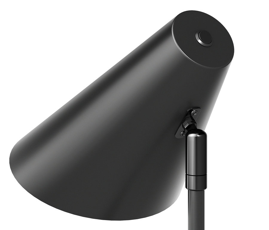 Detail einer schwarzen Metall-Stehleuchte »Cale«.