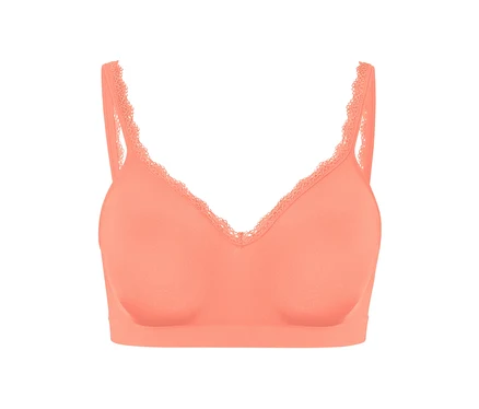 Detailansicht eines Seamless-Soft-BHs in Papaya.