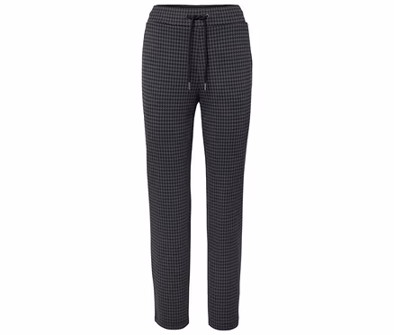 Hose mit Hahnentrittmuster und schwarzem Kordelzug.