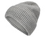 Detailaufnahme einer grauen Strickmütze.