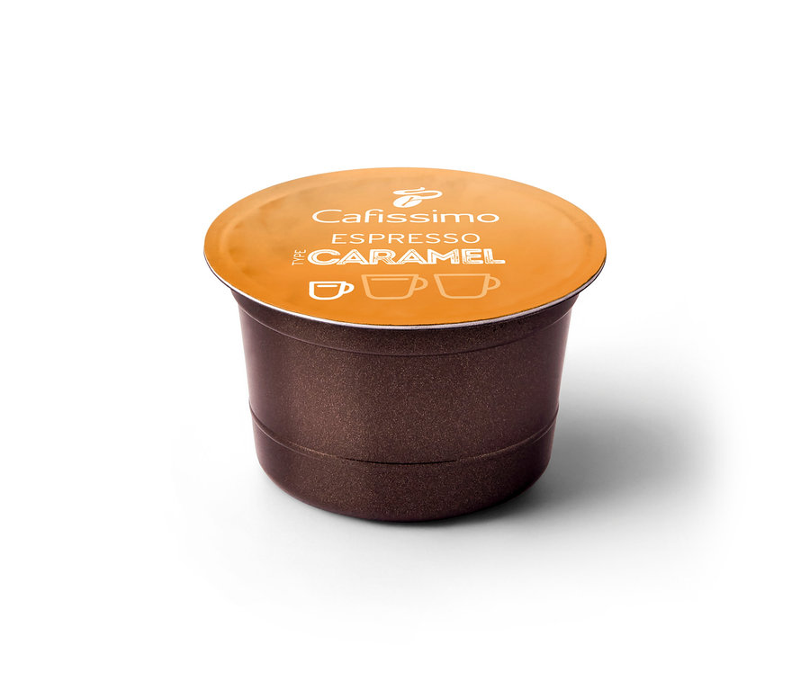 Eine Cafissimo Flavoured Edition – Espresso Caramel Kapsel.