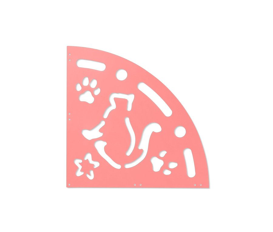 Rosa Straßenmalkreide-Schablone mit Katze, Pfote und Stern.