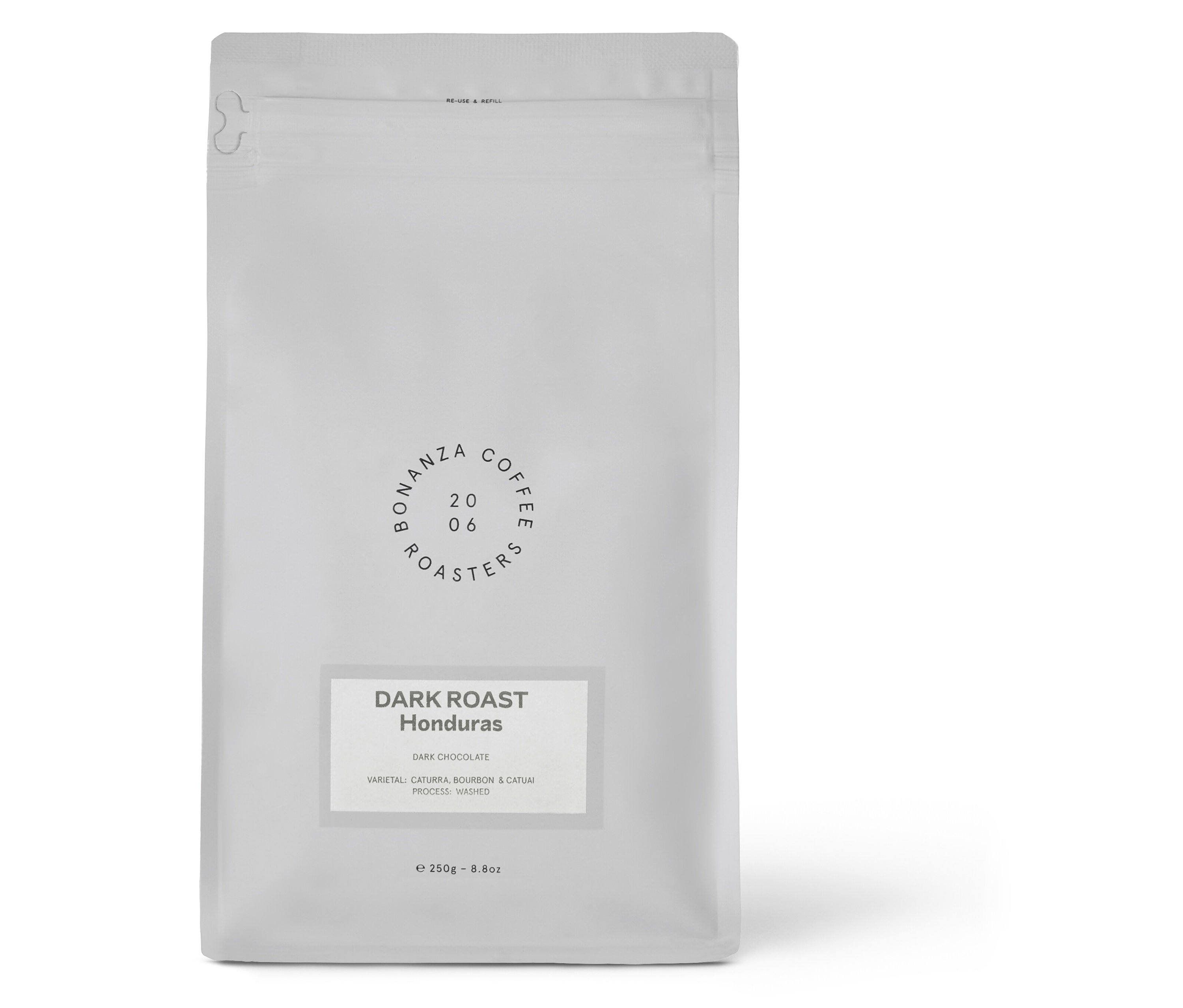 Eine Packung Dark Roast Omni-Roast - 250 g Ganze Bohne.