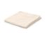 Gefaltete cremefarbene Jacquard-Tischdecke mit Blumenmuster.