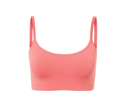 Papayafarbener Seamless-Bustier mit Spitze.