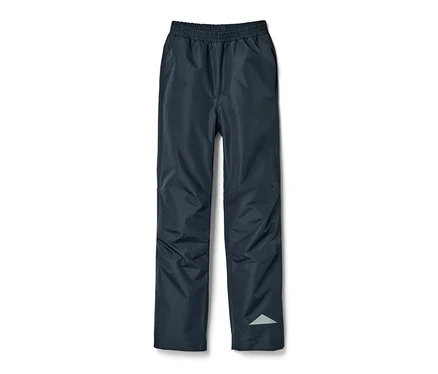 Dunkelblaue Kinder-Regenhose mit Gummizug.