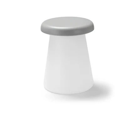 Weißer LED-Hocker mit Farbwechsel.