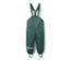 Dunkelgrüne Kinder-Thermo-Regenhose mit Latz und verstellbaren Trägern.