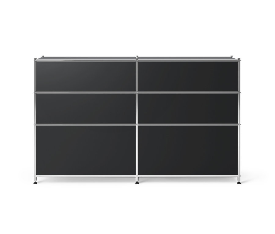 Schwarze Kommode Metall »CN3« mit 6 Schubladen.