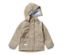 Braune Kinder-Regenjacke mit Kapuze und Hasenmotiv.