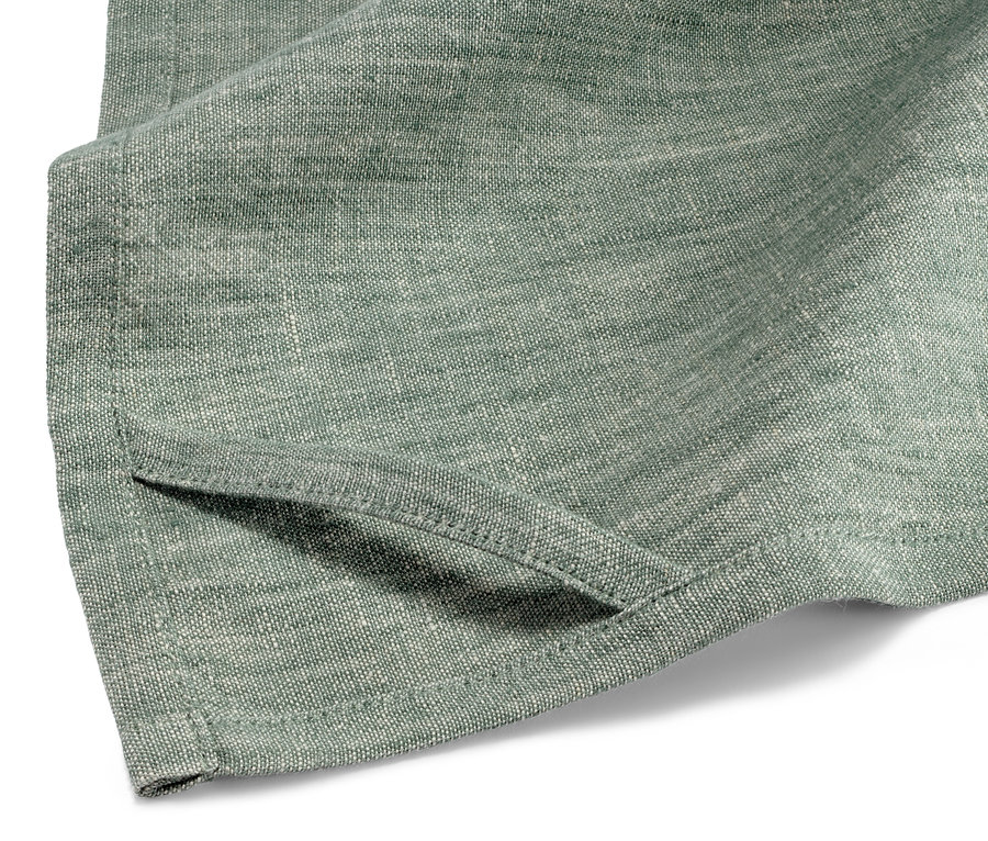 Nahaufnahme eines grünen 2er-Packs Leinen-Geschirrtücher.