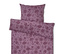 Lila Bettwäsche mit Blumenmuster.