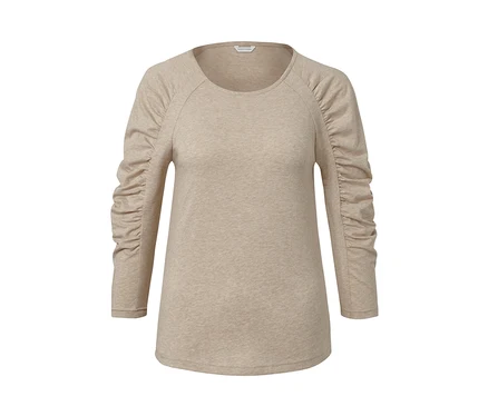 Beiges Shirt mit 3/4-Arm.