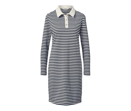 Gestreiftes Sweatkleid mit Polokragen.