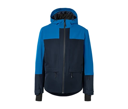 Blaue Skijacke.