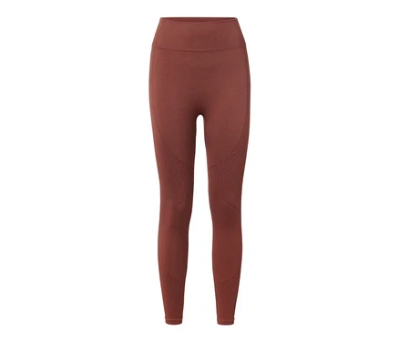 Eine braune 7/8-Seamless-Funktions-Sporttight auf weißem Hintergrund.