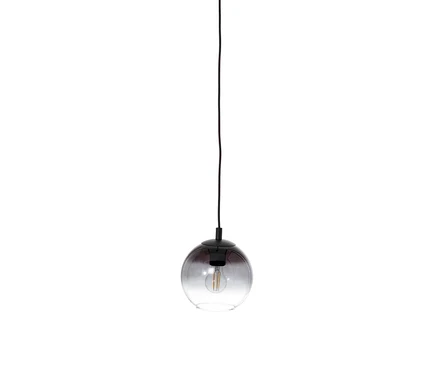 Pendelleuchte mit Rauchglas-Schirm.